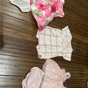 Floral and Plaid Baby Romper Set